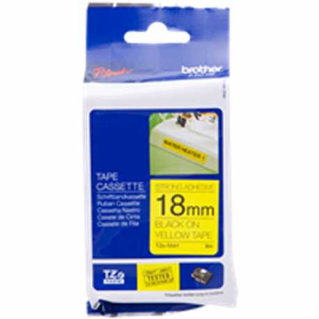Ruban Brother TZe-S641 Noir sur jaune - 18mm x 8m - ORIGINAL