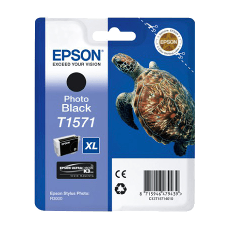 Cartouche Epson T1571 XL Noir photo - Tortue - ORIGINALE