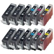 Compatible Canon PGI-5 / CLI-8 - Pack 12 cartouches (2+2+2+2+4)