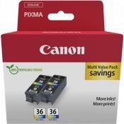 Multipack Cartouche Canon CLI-36 Multicolor Twin / 1511B025 Couleurs - ORIGINAL